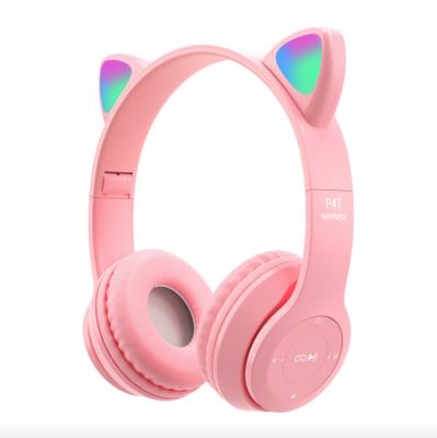 China Viable Colorful Light Cute LED Cat Ear Gaming Headset Wireless Bluetooths Earphone for sale