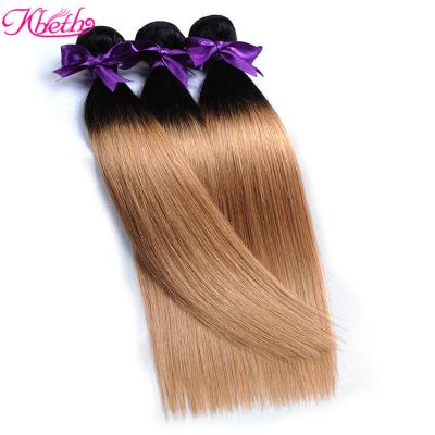 China Wholesale 8A Silky Straight Brazilian Hair Wave Ombre Color Straight Hair,Ombre Color Hair Extension,1B/27 Ombre Color Hair for sale