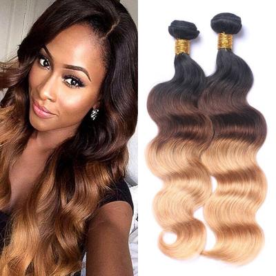 China Silky Straight Brazilian Remy Hair Extensions 100% Virgin Hair 100g 9A Bundles Wave Kbeth Hair Extension Ombre Brown Color Body Wave for sale