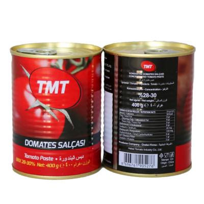 China Factory Line 400g*24tins/Ctn EO Canned Tomato Paste 28-30% Brix Canned Tomato Paste With OEM for sale