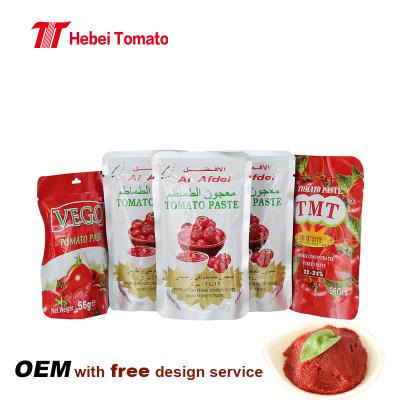 China Mini Size Sachet Tomato Paste 50g Flat&Standing Color Sachet Double Concentrate Tomato Paste for sale