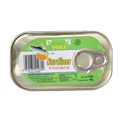 China Canned Seafood Fresh Oil Canned Fish Sardines Packing 125g for sale