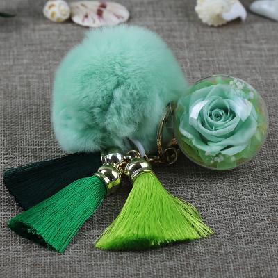 China Luxury Self Defense Key Chain 5cm Acrylic Ball Preserved Custom Key Chains Mounted Eternal Flower Led Key Chain Key Chain Tassel For Gift Craft And Valentines Gift for sale