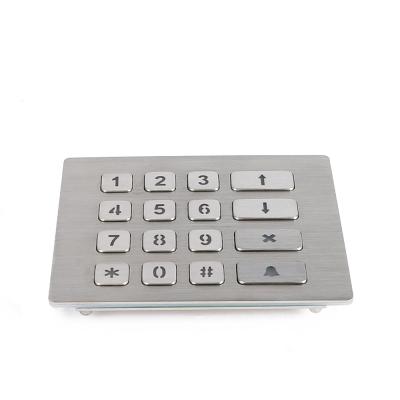 China Access Control Customized 4x4 Led Matrix Illuminated Metal Keypad For Vending Machine for sale