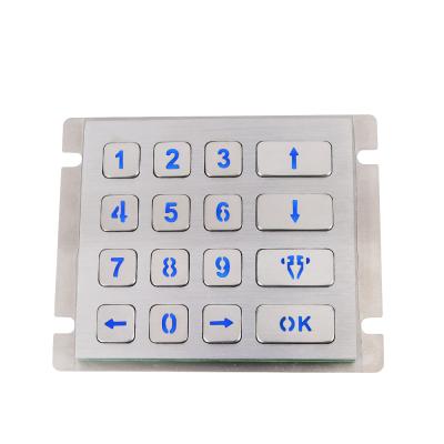 China Access Control Factory Supply 16 Keys 304 Stainless Steel Rugged Metal Keypad With Led Back Light for sale