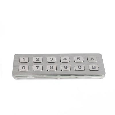 China Access control led 12key svandal proof ip65 stainless steel dot matrix keypad for sale