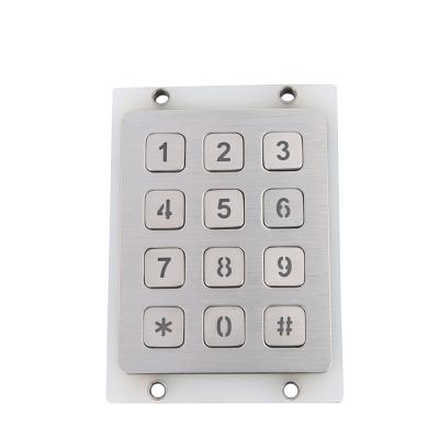 China Waterproof IP65 Access Control Stainless Steel Digital Illuminated Keypad With 12 Key Flat Buttons for sale