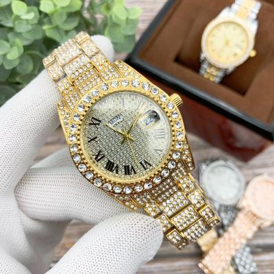 China Fashion\luxury high quality calendar synchronization women\`s quartz function watch classic\full stainless steel business diamond strap\sports double full for sale