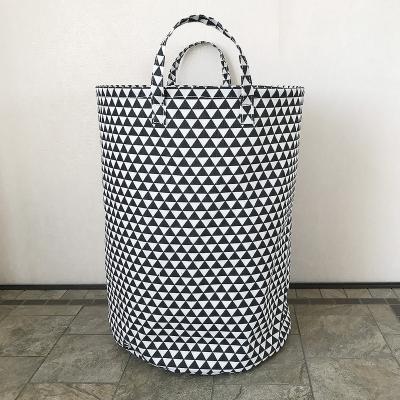 China Sustainable Factory Customized Foldable Handmade Cotton Fabric With PE Liner Storage Laundry Basket for sale