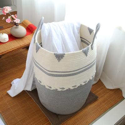 China XXL Cotton Rope Laundry Hamper Baby Toys Handwoven Basket Large Clothes Sustainable Foldable Storage Basket for sale