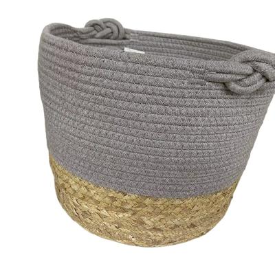 China Sustainable Cotton Rope Laundry Baskets Home Decorative Storage Baskets Throw Cover For Living Room for sale