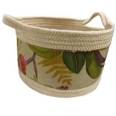 China Woven Covering Basket 100% Sustainable Cotton Rope Storage Basket For Laundry Toys Underwear Fabrics for sale