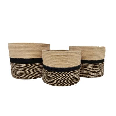 China BSCI Discount Product Factory Basket Home Decor Folding Woven Factory Basket Cotton Rope Folding Custom Basket With Handles for sale