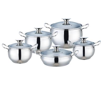 China Sustainable High Quality Flexible Environmentally Stainless Steel 10 Pc Cookware Set Stainless Steel Cookware Set With Glass for sale