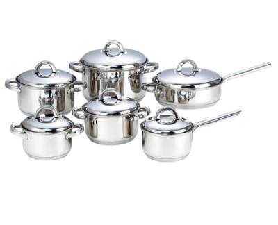 China Sustainable 12Pcs Cookware Set Stainless Steel Cookware Set With Glass for sale