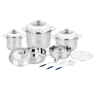 China Sustainable 13Pcs Cookware Set Stainless Steel Cookware Set With Glass for sale