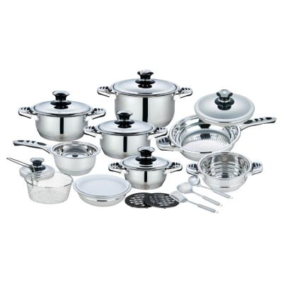 China Sustainable High Quality Flexible Environmentally Kitchen 21 Pcs Stainless Steel Cookware Set Cookware Stainless Steel  With Lid for sale