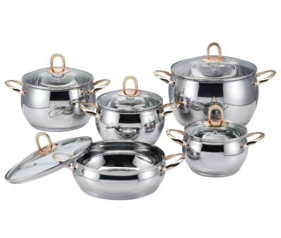 China Sustainable High Quality 10Pcs  Classic  Stainless Steel Cooking Pot Set Non-Stick Cookware Stainless Steel Cookware Side Handle for sale