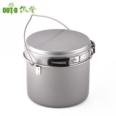 China Sustainable Portable Hard Anodized Aluminum Open Fire Pot With Lid / Frying Pan for sale