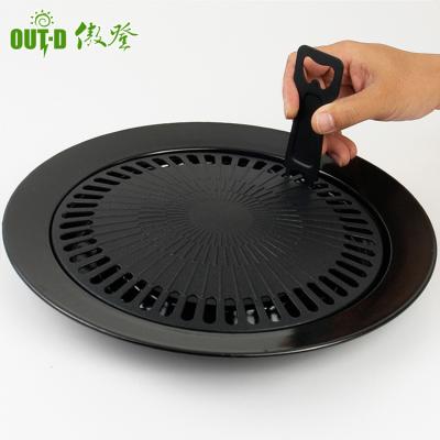 China Outdoor Camping Aluminum BBQ Heat Nonstick Coating Dish/Camping Using Portable BBQ Griddle Pan for sale