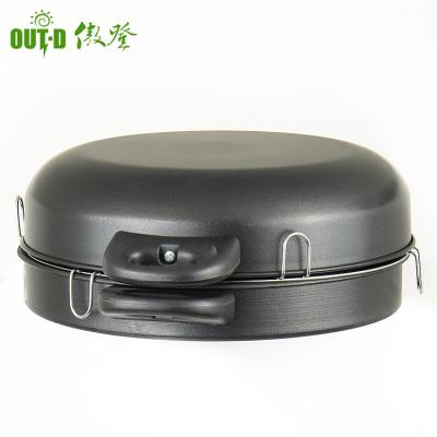 China Gas Stove Family Camping Use Dual Purpose Steel Cooking Grill With Pan And Frying Pan for sale