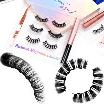 China 2020 New Styles Good Quality 3d Magnets Long Natural Powerful Mink Eye Lashes Magnetic False Silk Eyelashes for sale