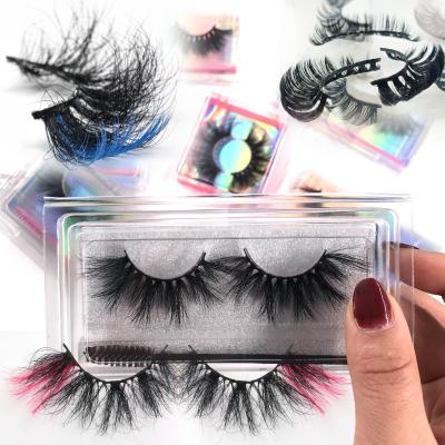 China 25-30 Times Free Sample Wholesale Beauty Strip Colored Russian Mink Lashes Bulk Seller 3d Mink Lashes 25mm Silk Eyelash Long for sale