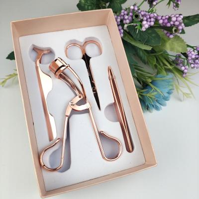 China Makeup HeyMe Bestselling Eyelash Tweezers Scissors Rose Gold Lash Curling False Electrophoretic Eyelash Clip for sale