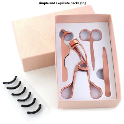 China Luxury Wholesale False Eyelash Curler Applicator Kit Rose Gold Lash Scissors and Tweezers for sale