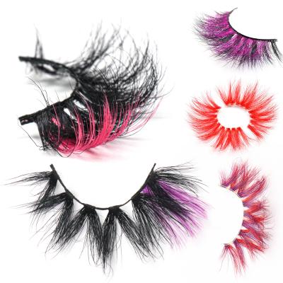 China Long Stripe Color Lashes Private Label Box Wholesale Natural Silk Synthetic Mink Container Lashes for sale