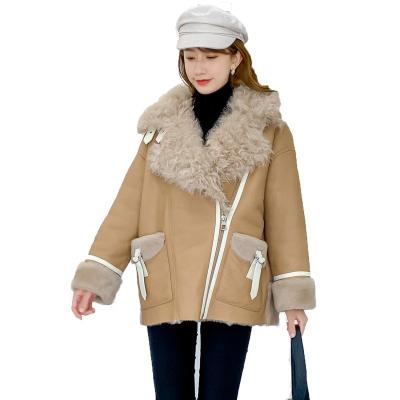 China 2020 New Breathable Fur Integrated Jacket Women's Motorcycle Coat Young Ladies Long Sleeve Full Skin Winter Women Sheepskin Clothing for sale