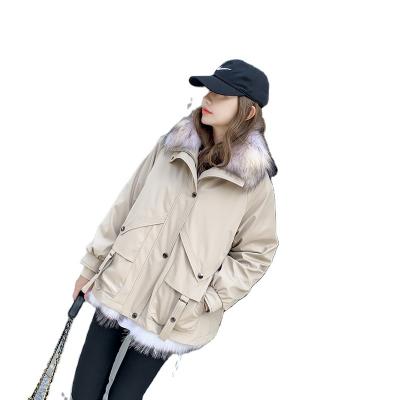 China Viable Women's Parka Jacket Winter Genuine Leather Coat With Fur Hood Fashion Clothing Plus Size Ladies Coats Warm Outwear for sale