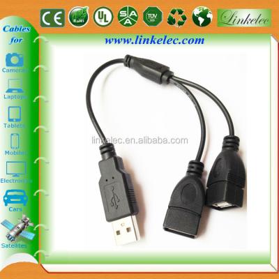 China Mobile Phone USB Y-Cable USB Splitter Cable 2 Female 1 USB Male Extension Cable for sale