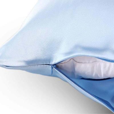 China Sky Blue 100% Silk Pillow Case Satin Pillow Case Anti-Static Custom Silk For Hair And Skin for sale