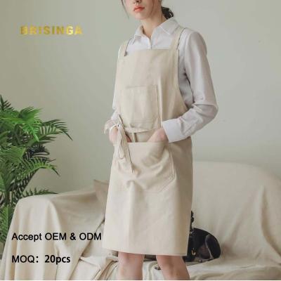 China 100% Simple Workwear Custom Logo Kitchen Bartender Chef Apron Color Cotton Food/Beverage Aprons Unisex for sale