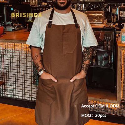 China Drinks/food bartender kitchen aprons with logo custom in cotton chef apron for men for sale