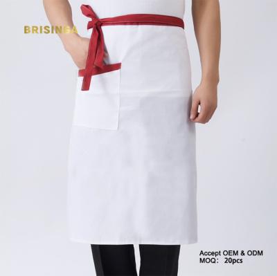 China Custom made factory fashion plaid apron half cotton logo workwear men and women drinks/food anti-pollution for sale