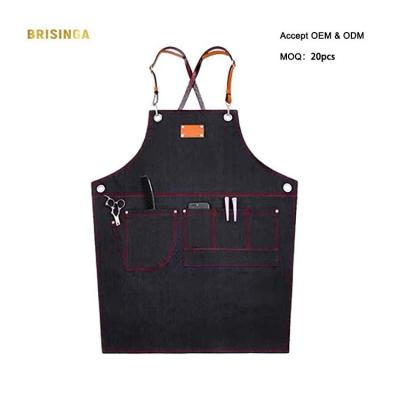 China Factory direct sale adjustable drinks/food aprons with pockets denim lattice apron low price for sale for sale