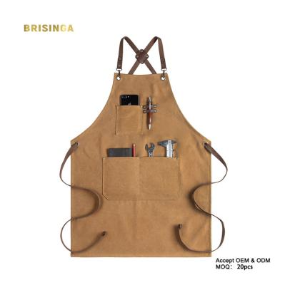 China Wholesale Multifunctional Adjustable Straps Drinks/Food Waxed Canvas Tool Apron With Multi-pocket for sale