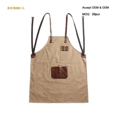 China Custom Logo Drinks / Food Heavy Duty Waxed Canvas Carpenters Work Apron For Men for sale