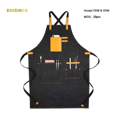 China Japanese BBQ Cooking Kitchen Restaurant Chef Custom Drinks/Food Women's Denim Apron for sale