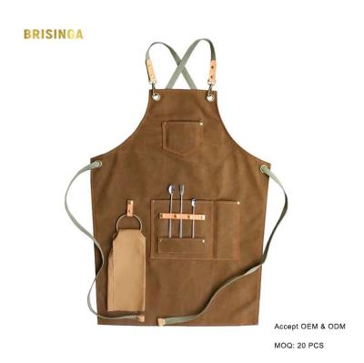 China Custom Washed Canvas Beverage/Food Florist Pet Shop Work Gardening Apron for sale