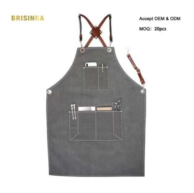 China Retro Food/Beverage Barber Hair Dresser Apron Salon Beauty Hair Stylist Aprons For Women Men for sale