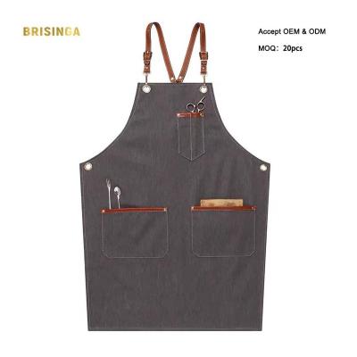 China Eco Friendly Drink/Food Cafe Kitchen Aprons With Pockets For Women Men Apron Custom Logo Print for sale