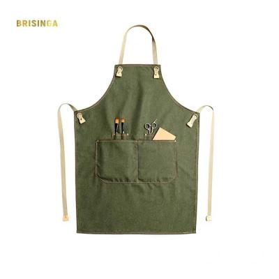 China Bulk Cheap Wholesale Aprons High Quality Canvas Aprons Food/Drinks With Two Pockets for sale