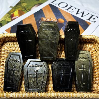 China Wholesale Natural China Crystal Carving Crafts Crucifix Coffin Plank Healing Obsidian Headstone for sale