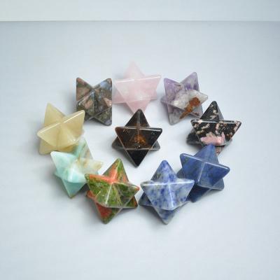 China China Wholesale Natural Healing Crystal Stone Crafts Colorful Quartz Crystal Carving Merkaba Star For for sale