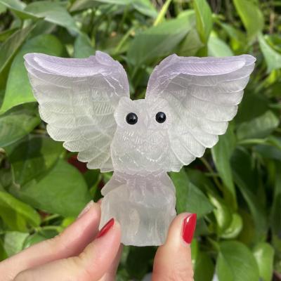 China Wholesale High Quality Natural Fluorite Crystal Owl from China Crystal Carving Crafts Hand Engraving for sale