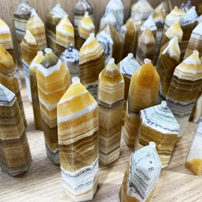 China China Wholesale Natural Yellow Calcite Tower Crystal Point Healing Crystal Stone For Decoration for sale