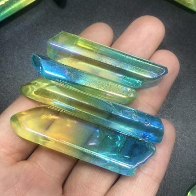 China Wholesale Colorful Rainbow Angel Aura Quartz Lemurian Seed Crystal Titanium Point From China for sale